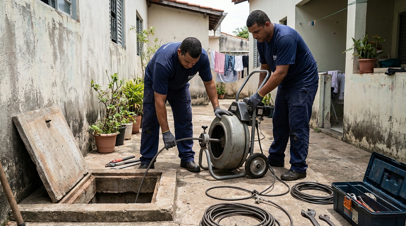 Desentupimento de Coluna Sanitária em Atibaia‑SP